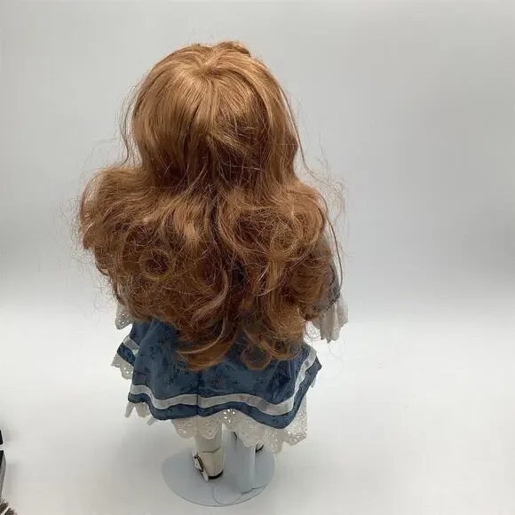 1989 House of Lloyd Porcelain Doll "Penny" 16”with Blue Dress - Picture 8 of 9